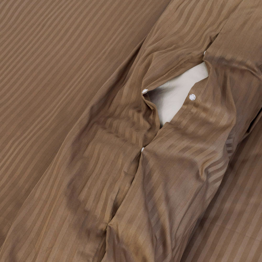 Постельное белье Евро комплект Страйп Сатин 125 г/м2 YouStar (Коричневый) 2 х 70х70 Сумы - изображение 6