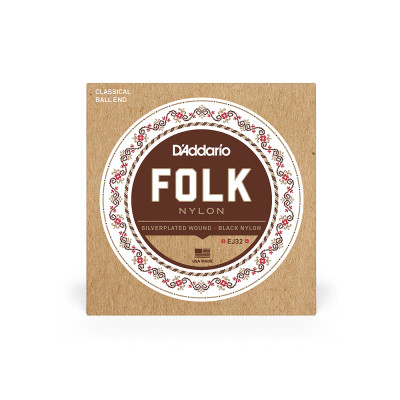 Струни для гітари D'Addario Folk Nylon Ball End Silver Wound / Black Treble (EJ32) Вінниця - фото 1