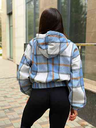 Жіночий повсякденний бомбер із подвійним капюшоном кашемір карта Блакитний, 42/46 Одеса