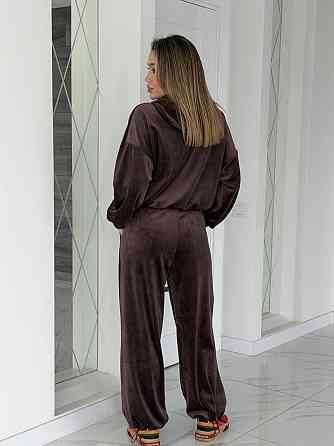 Жіночий сильний повсякденний велюровий костюм-двійка Шоколад, 42/44 Одеса
