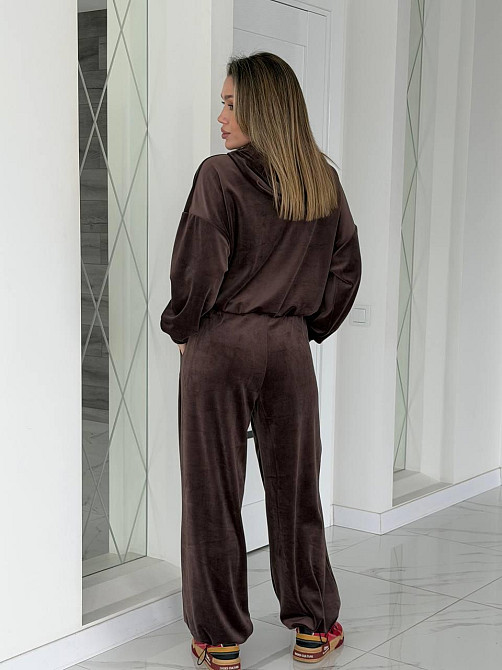 Жіночий сильний повсякденний велюровий костюм-двійка Шоколад, 42/44 Одеса - фото 2