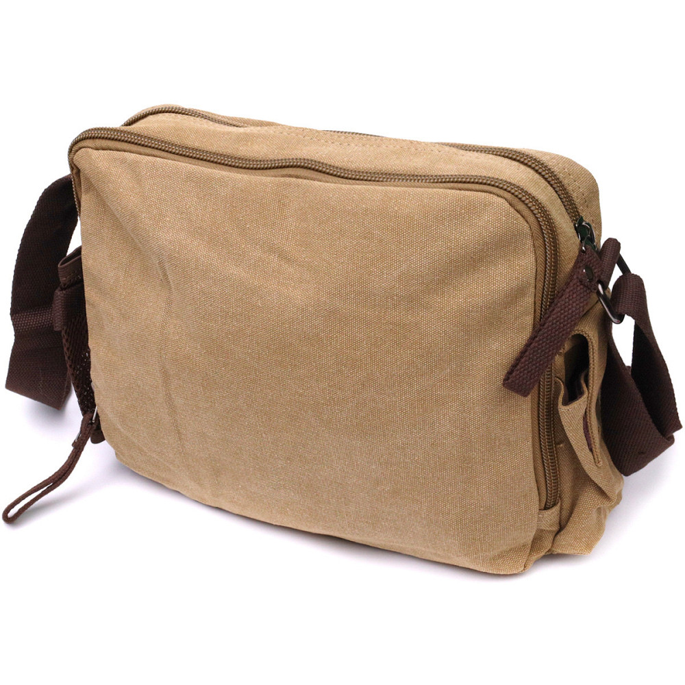Функціональна чоловіча сумка месенджер із щільного текстилю Пісочний (Vintage) Київ - фото 6