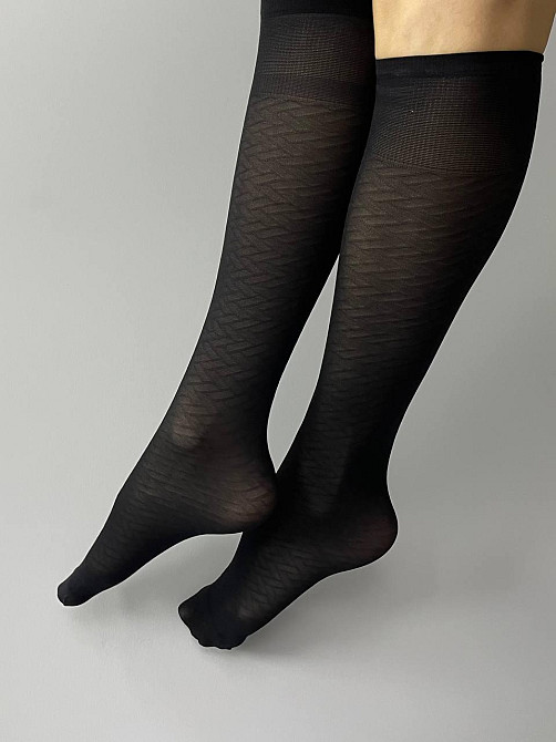 Гольфи з візерунком ромб 60 den р.23-25, 2 пари, чорні Чернівці - фото 2