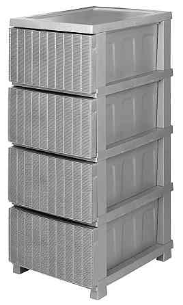 Комод пластиковий "Ротанг" 4 яруси 86*43*34см, R-Plastic, сірий Одеса