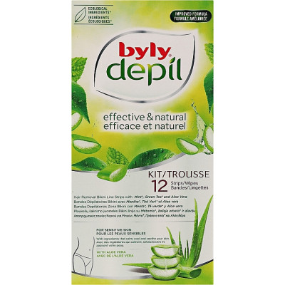 Воскові смужки Byly Для депіляції зони бікіні з М’ятою, Зеленим чаєм, Алое 12 шт (8411104019089) Вінниця - фото 1