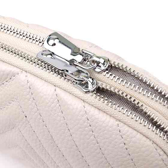 Модна сумка прошита трикутниками з натуральної шкіри Vintage 22910 Білий Київ