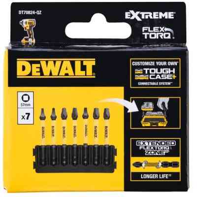 Набор бит DeWALT в касете для Tough Case, FlexTorq, L57 мм, SQ1 2 шт. SQ2 3 шт. SQ3 2 шт. (DT70824) Винница