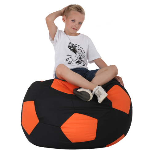 Крісло-мішок М'яч Хатка середній Чорний з Жовтогарячим Київ - фото 1
