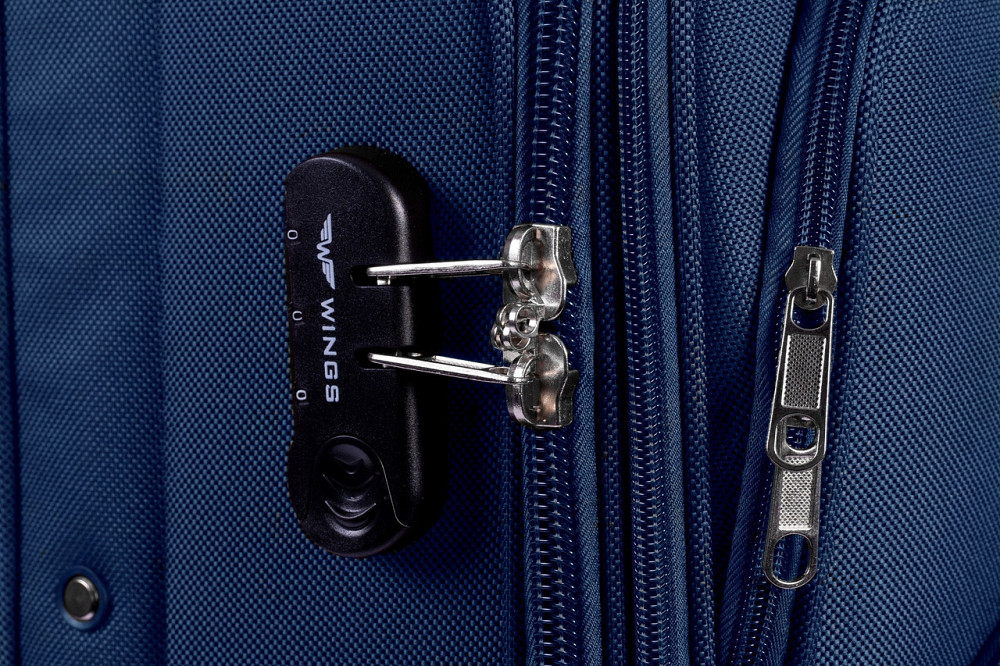 Валіза тканинна WINGS 1701 середня 64 см 2 колеса синя Київ - фото 3