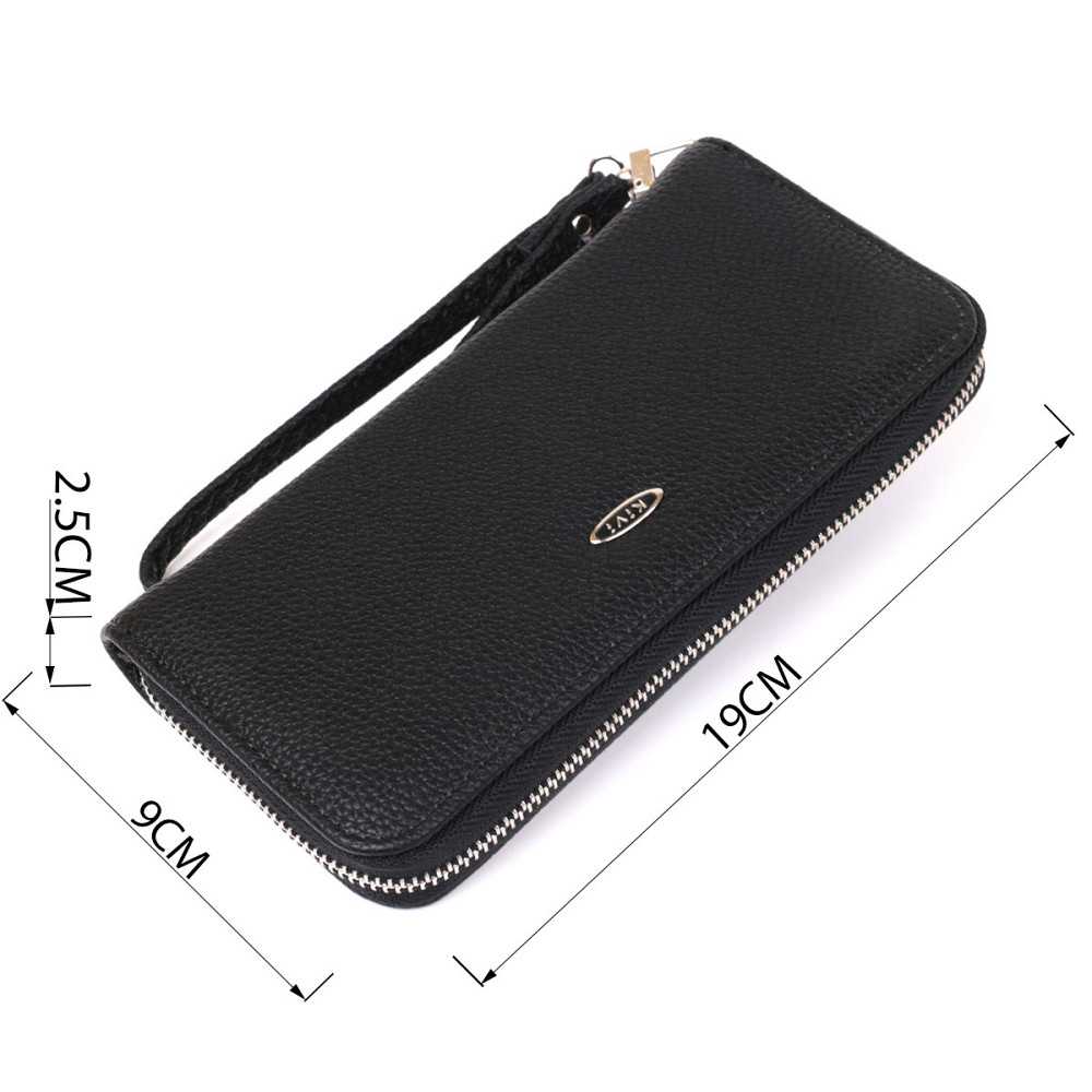 Гаманець жіночий на одну блискавку з екокожі флотар KIVI 19014 Чорний Київ - фото 2