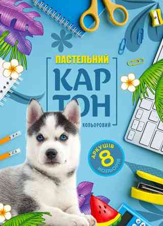 Картон кольоровий односторонній А4/8 арк."Мандарин" Пастельний в папці, 22114, шт Київ