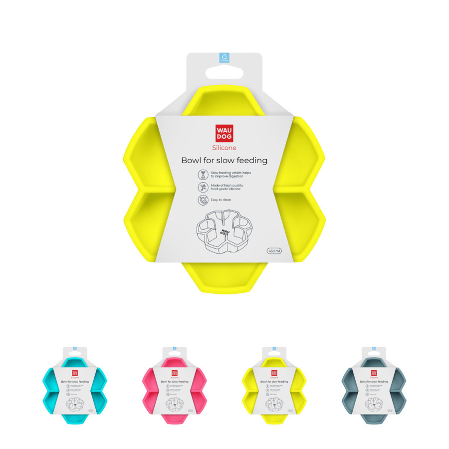 Миска для повільного харчування WAUDOG Silicone, 450 мл, жовтий Київ - фото 1