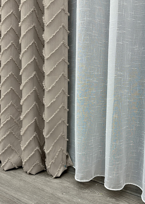 Шторная ткань Лен Букле цвет тауп 1809ш Киев - изображение 6