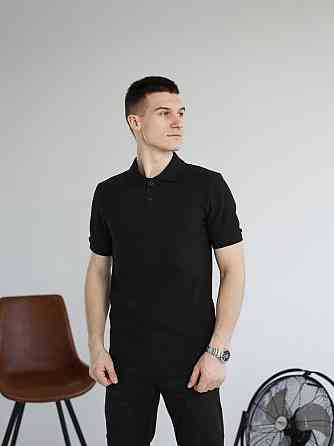 Чорна футболка поло весняна. Легке літнє чоловіче чорне поло Pobedov Royal Batal Київ