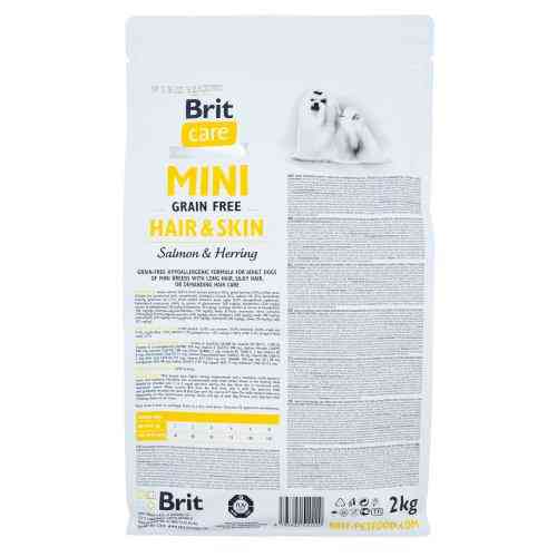 Корм сухой Brit Care Grain Free Mini Hair and Skin для взрослых собак миниатюрных пород для кожи и шерсти с лососем и осей Киев