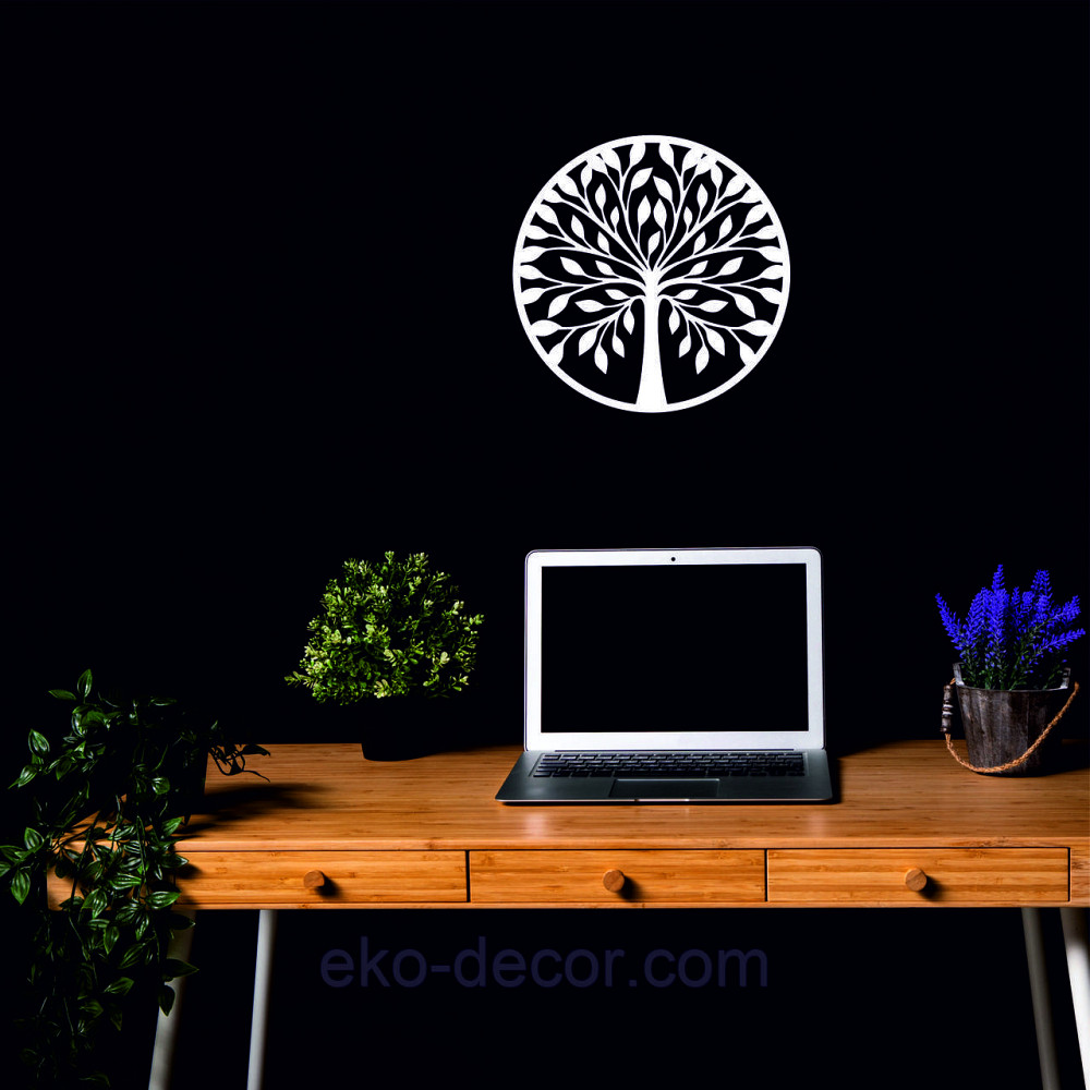 Декоративное настенное 3D Панно «Дерево в кругу» Декор на стену с объемом 90*90 см, Белый Киев - изображение 5