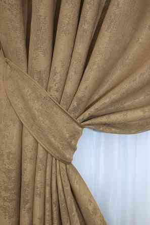 Комплект готових штор VR-Textil Жакард Sultan YL № 1205ш Медово-золотистий 150х270 см 2 шт (33-0015) Київ