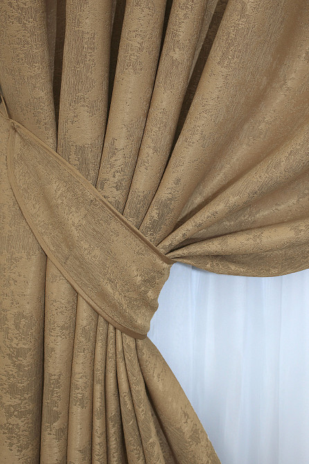 Комплект готових штор VR-Textil Жакард Sultan YL № 1205ш Медово-золотистий 150х270 см 2 шт (33-0015) Київ - фото 4