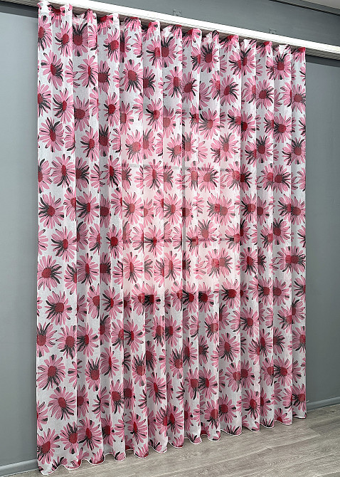 Тюль VR-Textil 1170т Flora Батист Білий з рожевим 400х270 см (42-1400) Київ - фото 3