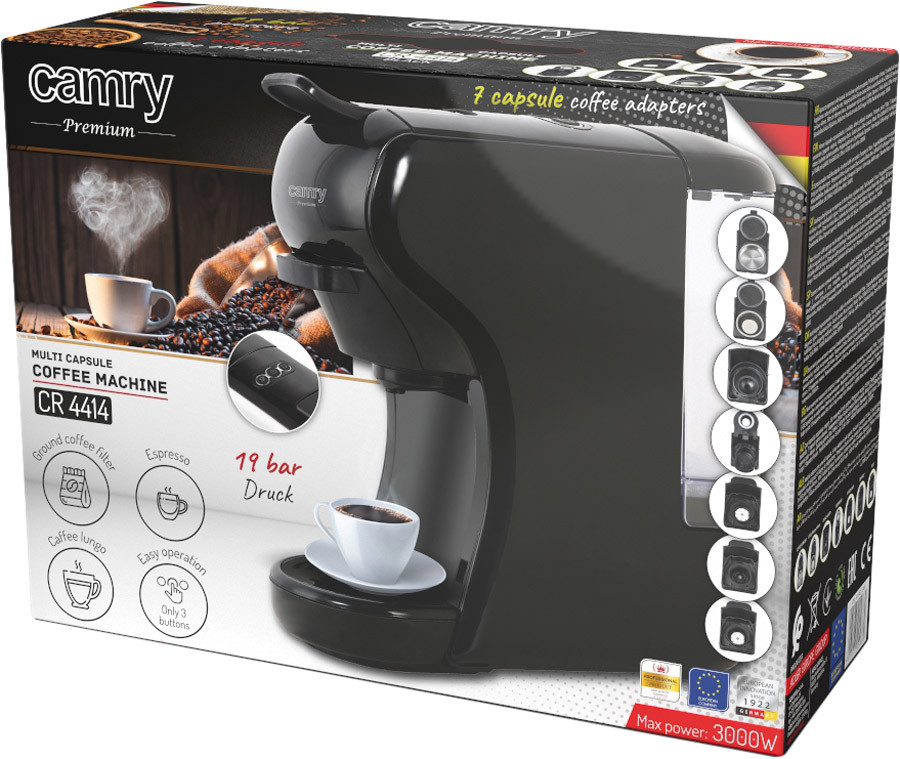 Кавоварка Camry CR 4414 black капсульна/ 1450 Вт/ 19 бар/ капсула, мелена/ чорнa Вінниця - фото 2