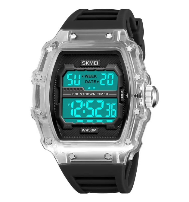 Годинник чоловічий електронний наручний Skmei 2296 Чорний з прозорим корпусом Вінниця - фото 2