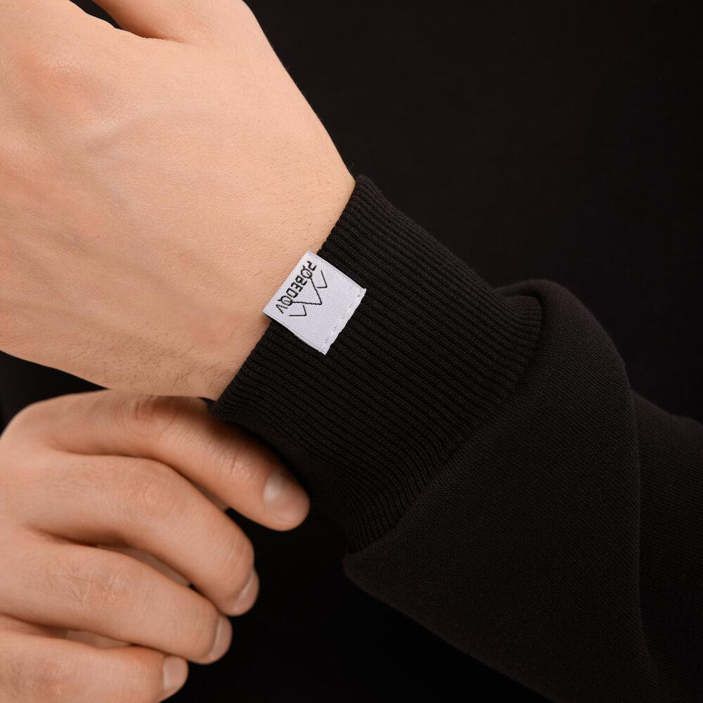 Світшот чоловічий однотонний чорний Pobedov 007 ЗИМА Київ - фото 5