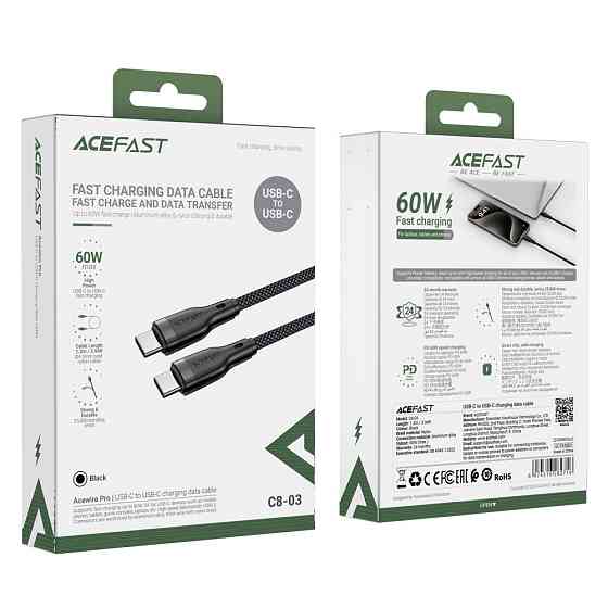Кабель ACEFAST C8-03 USB-C - USB-C charging data cable Black 6974316282716 Одесса