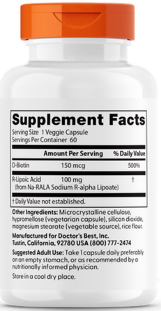 R-ліпоєва кислота Doctos Best Stabilized R-Lipoic Acid 60 капс Київ