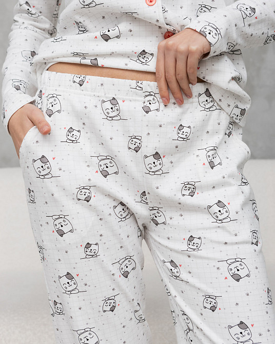 Женский комплект Интерлок - Котики - Family look мама/дочка Nicoletta 96779 L Киев - изображение 11