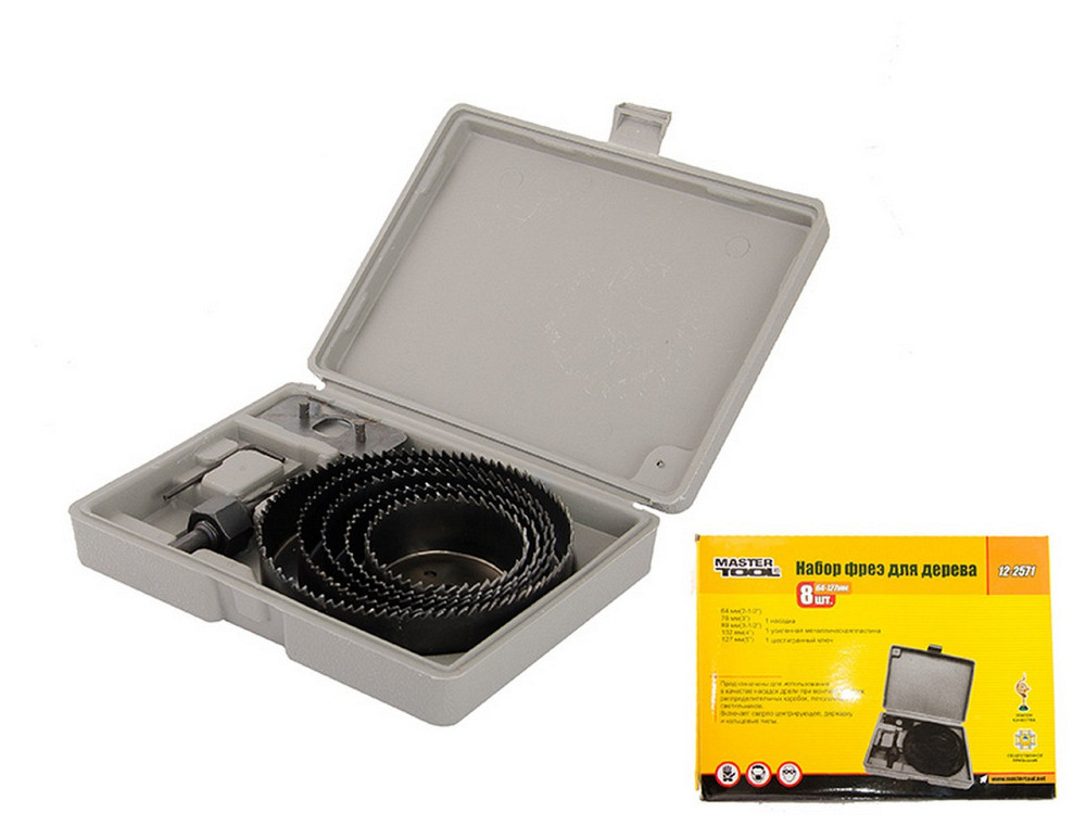 Набір фрез для дерева MASTERTOOL 64-127 мм 8 шт 12-2571 Ровно - изображение 1