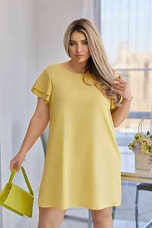 Платье летнее с воланами на плечах Fiesta Батал 54-56, Желтый Киев