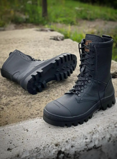 Военные мужские берцы КИБОРГ демисезонные черные кожаные тактические берцы прошить и проклеены Львов - изображение 5