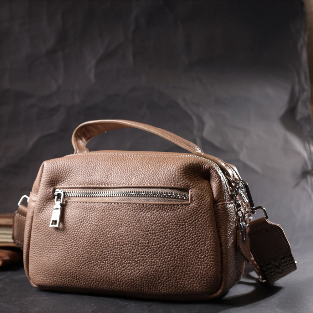 Прямоугольная сумка для женщин на два отделения из натуральной кожи Vintage 22345 Бежевая Киев - изображение 10