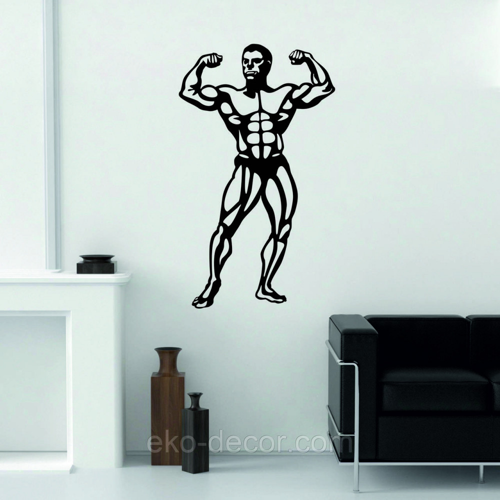 Декоративне настінне Панно «Бодібілдер», Декор на стіну 70*41 см, Чорний Київ - фото 4