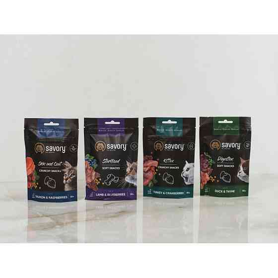 Мягкие лакомства Savory для улучшения пищеварения кошек, утка с тимьяном, 50 г Винница
