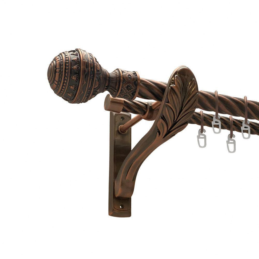 Карниз Orvit Арабеска металевий дворядний ретро скручена труба кільце металеве Мідь 25\19 мм 240 см Львов - изображение 1