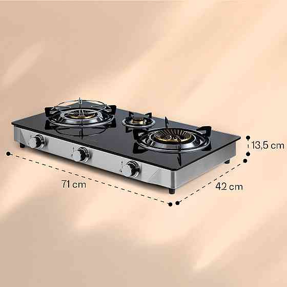 Похідна піч Barzona 3 3 пальники 3,4 кВт, 0,75 кВт і 4,3 кВт Скляна пластина та корпус із неіржавкої Рівне