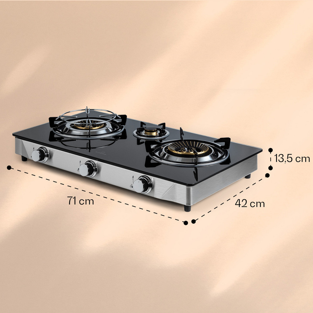 Похідна піч Barzona 3 3 пальники 3,4 кВт, 0,75 кВт і 4,3 кВт Скляна пластина та корпус із неіржавкої Рівне - фото 6