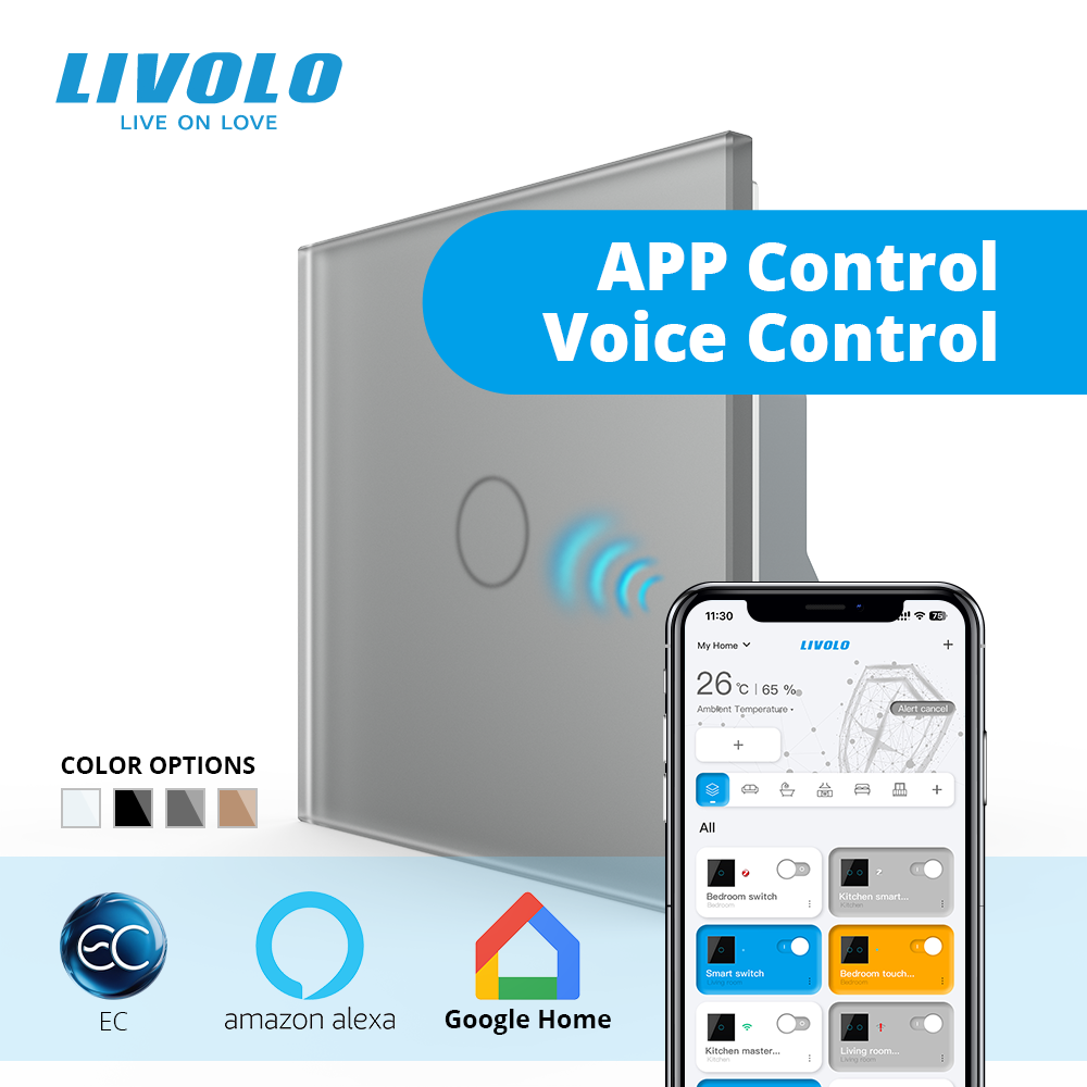 LIVOLO Розумний сенсорний ЕС вимикач 1 сенсор LIVOLO сірий матове скло Коломыя - изображение 1