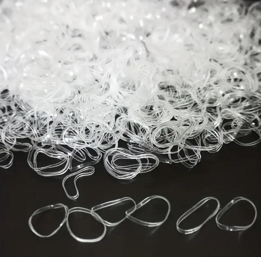Набір 1000 прозорих резинок для волосся + сумка для зберігання Київ - фото 2