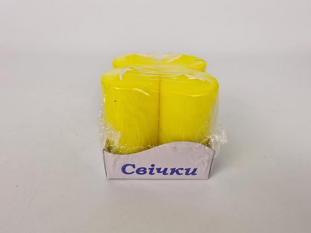 Кольорова Циліндр парафінова свічка (40/80) ЖЕЛТАЯ фарбована всередині біла (4 шт.) Харків - фото 2