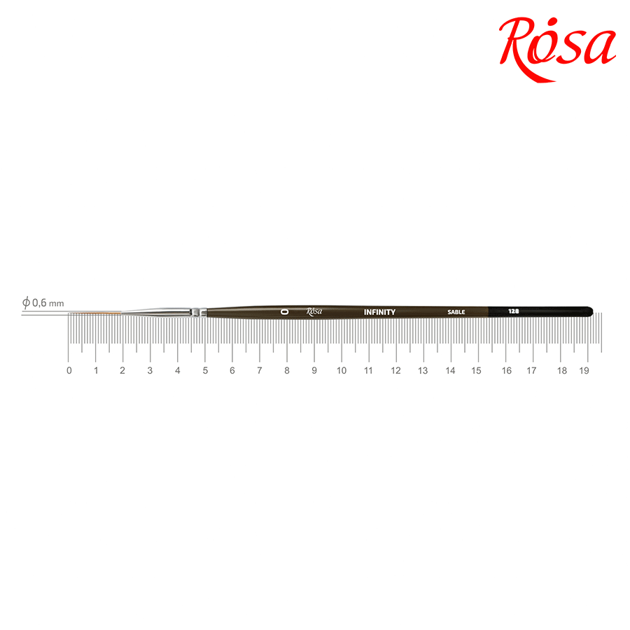 Пензель соболь круглий лайнер INFINITY 128 №0 коротка ручка ROSA Київ - фото 2