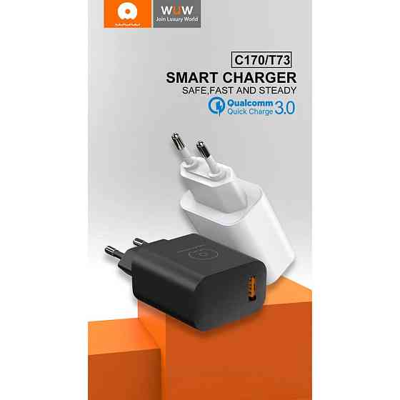 Мережевий зарядний пристрій WUW-C170 QC 3.0 single USB charger 18W Одеса