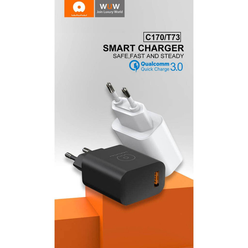 Мережевий зарядний пристрій WUW-C170 QC 3.0 single USB charger 18W Одеса - фото 3