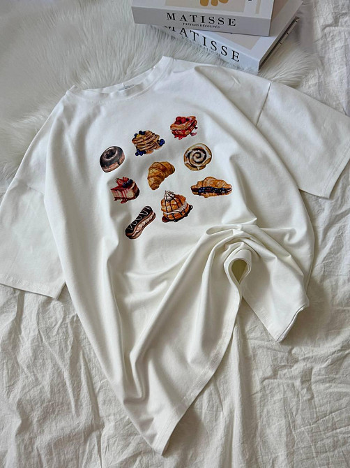 Жіноча стильна оверсайзсфутболка з принтом кулір, 100% бавовна Одеса - фото 7