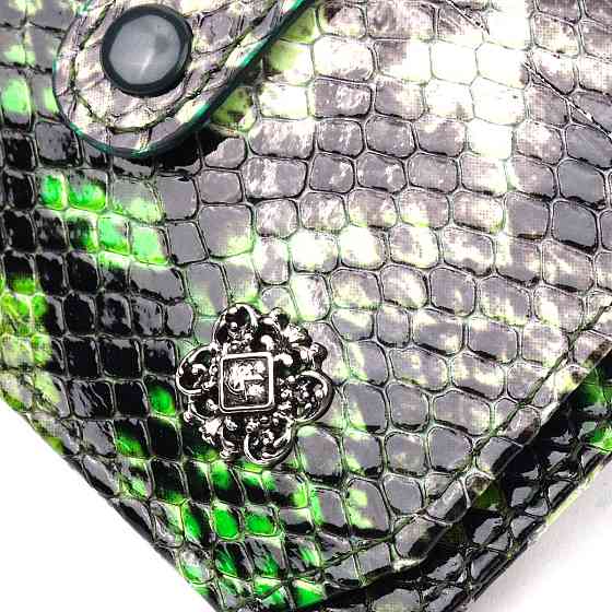 Візитниця із натуральної фактурної шкіри під змію KARYA 20966 Зелений Київ