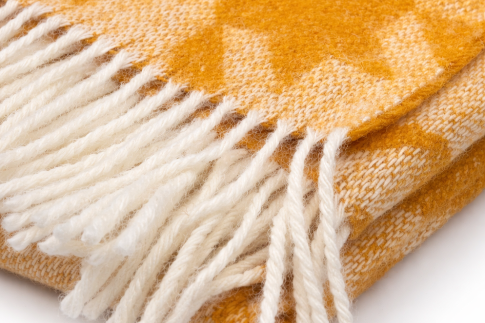 Плед вовняний Vladi 140x200 см жовто-гарячий гірчичний із новозеландської вовни Коломыя - изображение 9