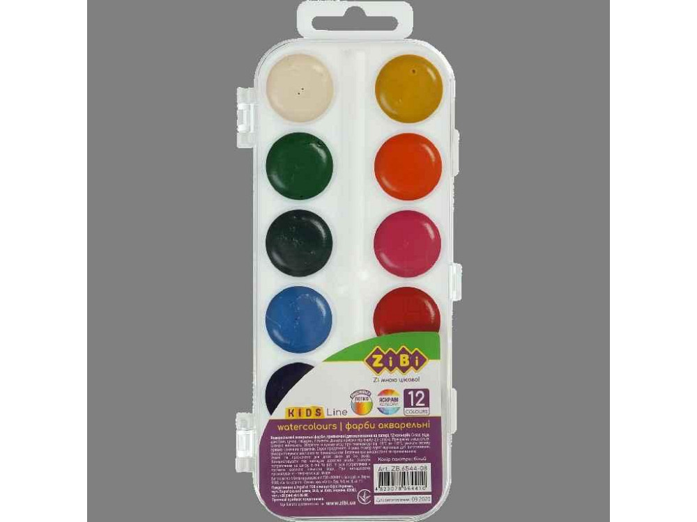 Водоразбавляемые акварельные краски,12 кол., белый, KIDS Line ZB.6544-08 ТМ ZiBi Киев - изображение 1