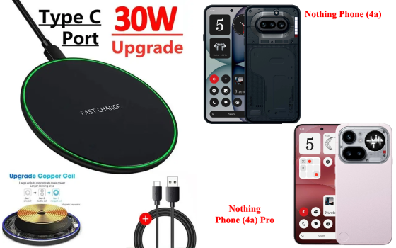 Беспроводное зарядное устройство Copper до 30W для Nothing Phone (4a) Pro, USB-C, LED Киев