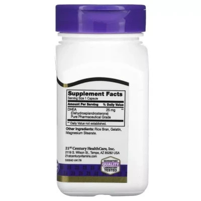 Вітамінно-мінеральний комплекс 21st Century Дегідроепіандростерон, 25 мг, DHEA, 90 капсул (CEN21177) Вінниця - фото 2